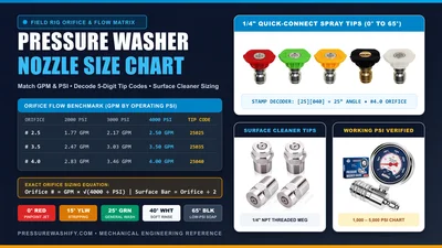 Pressure Washer Nozzle Size Chart: GPM, PSI & Orifice Lookup
