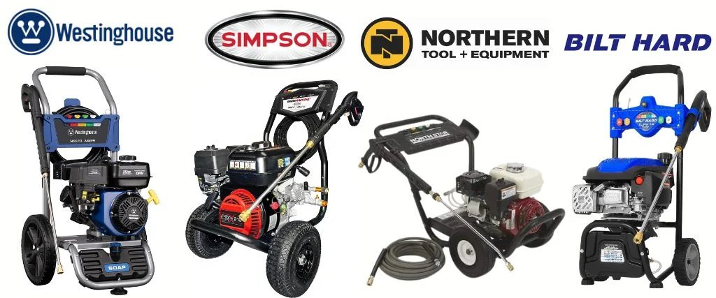 Gas-powered pressure washer engines and mechanical components