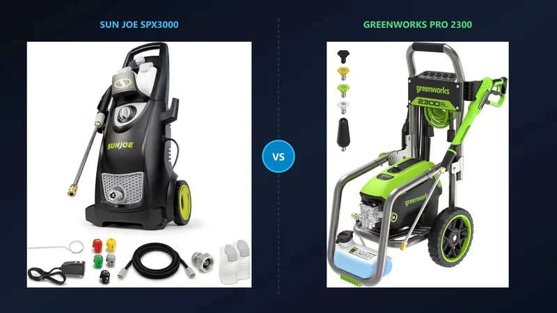 Sun Joe SPX3000 vs Greenworks Pro 2300 electric pressure washer comparison