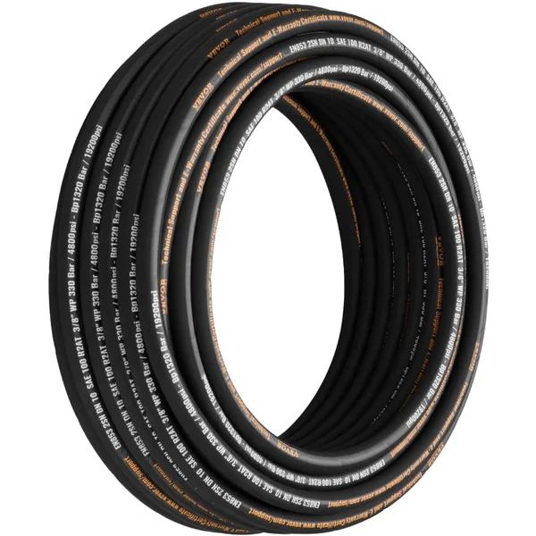 VEVOR Hydraulic Hose 3/8 Inch x 100 Ft (4,800 PSI Working Pressure)